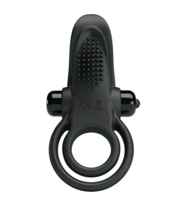 PRETTY LOVE - DOBLE ANILLO VIBRADOR + ESTIMULADOR CLÍTORIS 10 VIBRACIONES NEGRO