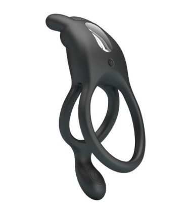 PRETTY LOVE - SETH DOBLE ANILLO VIBRADOR RABBIT 7 VIBRACIONES NEGRO