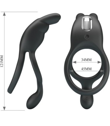 PRETTY LOVE - SETH DOBLE ANILLO VIBRADOR RABBIT 7 VIBRACIONES NEGRO