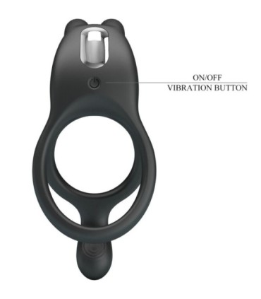 PRETTY LOVE - SETH DOBLE ANILLO VIBRADOR RABBIT 7 VIBRACIONES NEGRO
