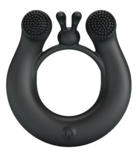 PRETTY LOVE - DAHLIA ANILLO VIBRADOR + ESTIMULADOR DE CLÍTOIS 12 VIBRACIONES NEGRO