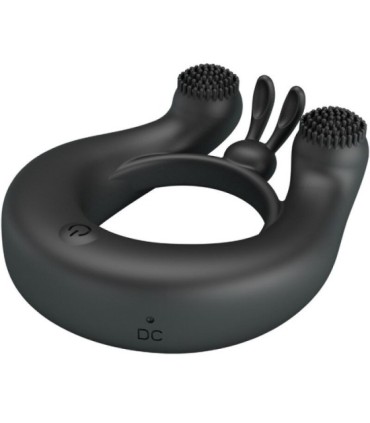 PRETTY LOVE - DAHLIA ANILLO VIBRADOR + ESTIMULADOR DE CLÍTOIS 12 VIBRACIONES NEGRO