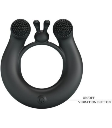 PRETTY LOVE - DAHLIA ANILLO VIBRADOR + ESTIMULADOR DE CLÍTOIS 12 VIBRACIONES NEGRO
