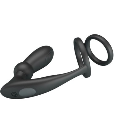 PRETTY LOVE - EMONI ANILLO PENE + PLUG ANAL 12 VIBRACIONES NEGRO