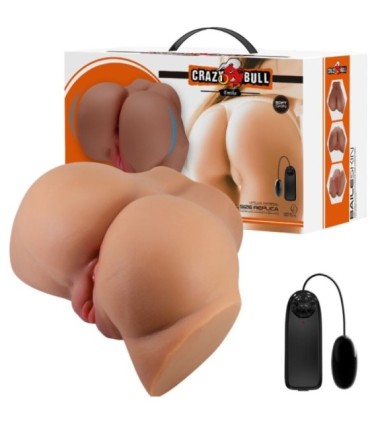 CRAZY BULL - EMILIA TRASERO VIBRADOR CON VAGINA Y ANO REALÍSTICO NATURAL CONTROL REMOTO