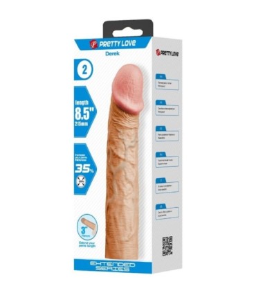 PRETTY LOVE - DEREK FUNDA PENE CON EXTENSIÓN DE 7.6 CM NATURAL