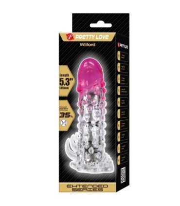 PRETTY LOVE - WILFORD FUNDA REALÍSTICA ALARGADORA CON RELIEVE PARA PENE ROSA