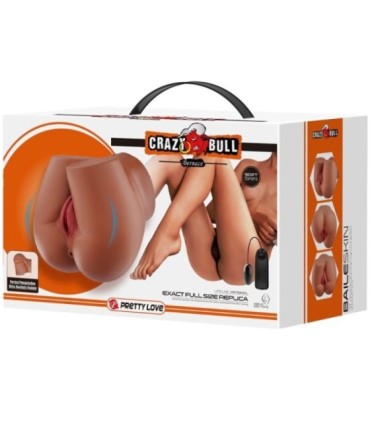 CRAZY BULL - BERNACE TRASERO VIBRADOR CON VAGINA Y ANO REALÍSTICO NATURAL CONTROL REMOTO