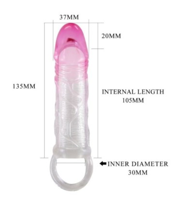 PRETTY LOVE - ODES FUNDA REALÍSTICA ALARGADORA DE 2 CM PARA PENE ROSA