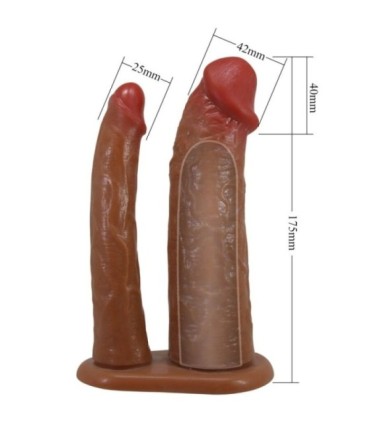 PRETTY LOVE - YAIRON FUNDA PARA PENE DOBLE CON EXTENSIÓN DE 4 CM MULATO