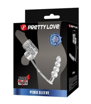 PRETTY LOVE - FUNDA PARA PENE CON PLUG ANAL TRANSPARENTE
