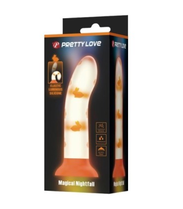 PRETTY LOVE - MAGICAL NIGHTFALL DILDO SIN VIBRACIÓN LUMINOSO NARANJA