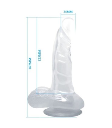 BAILE - DILDO REALÍSTICO CON VENTOSA Y TESTÍCULOS 16.7 CM TRANSPARENTE