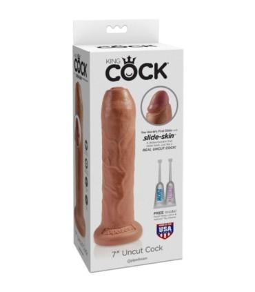 KING COCK - PENE REALÍSTICO CON PREPUCIO 17.8 CM CARAMELO