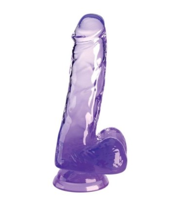 KING COCK - CLEAR PENE REALÍSTICO CON TESTÍCULOS 13.5 CM MORADO