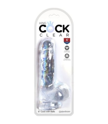 KING COCK - CLEAR PENE REALÍSTICO CON TESTÍCULOS 13.5 CM TRANSPARENTE