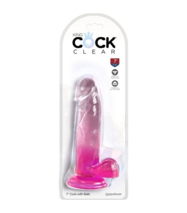 KING COCK - CLEAR PENE REALÍSTICO CON TESTÍCULOS 15.2 CM ROSA