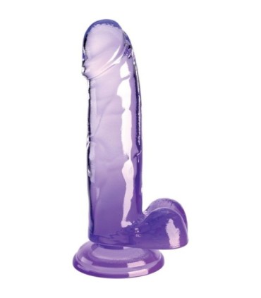 KING COCK - CLEAR PENE REALÍSTICO CON TESTÍCULOS 15.2 CM MORADO