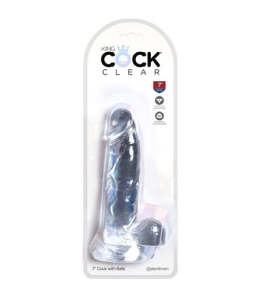 KING COCK - CLEAR PENE REALÍSTICO CON TESTÍCULOS 15.2 CM TRANSPARENTE
