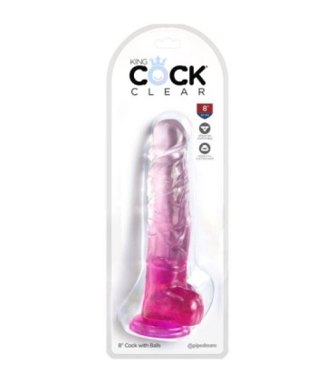 KING COCK - CLEAR PENE REALÍSTICO CON TESTÍCULOS 16.5 CM ROSA