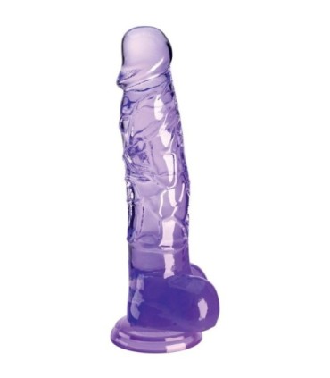 KING COCK - CLEAR PENE REALÍSTICO CON TESTÍCULOS 16.5 CM MORADO
