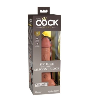 KING COCK - ÉLITE DILDO REALÍSTICO SILICONA 15.2 CM CARAMELO