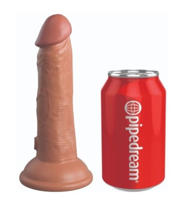 KING COCK - ÉLITE DILDO REALÍSTICO VIBRADOR & SILICONA 15.2 CM CARAMELO