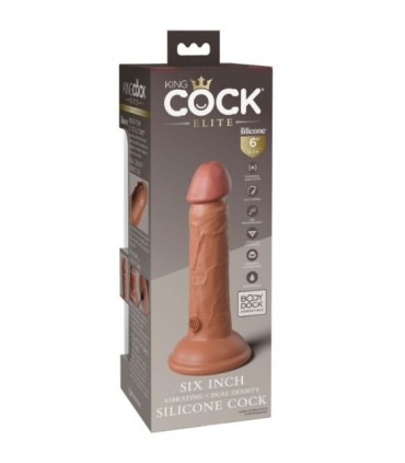 KING COCK - ÉLITE DILDO REALÍSTICO VIBRADOR & SILICONA 15.2 CM CARAMELO