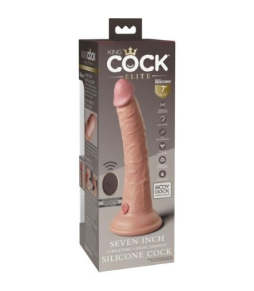 KING COCK - ÉLITE DILDO REALÍSTICO VIBRADOR & SILICONA CONTROL REMOTO 17.8 CM