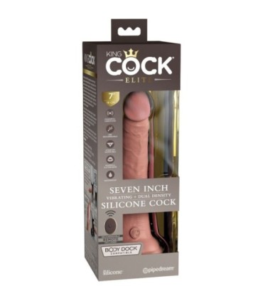 KING COCK - ÉLITE DILDO REALÍSTICO VIBRADOR & SILICONA CONTROL REMOTO 17.8 CM
