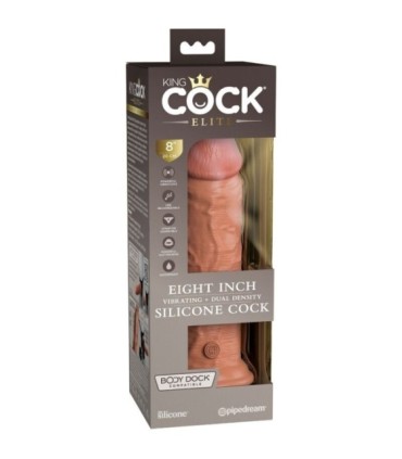 KING COCK - ÉLITE DILDO REALÍSTICO VIBRADOR & SILICONA 20.3 CM CARAMELO