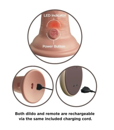 KING COCK - ÉLITE DILDO REALÍSTICO VIBRADOR & SILICONA CONTROL REMOTO 23 CM