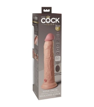 KING COCK - ÉLITE DILDO REALÍSTICO VIBRADOR & SILICONA CONTROL REMOTO 23 CM