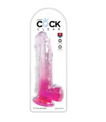 KING COCK - CLEAR DILDO CON TESTÍCULOS 20.3 CM ROSA