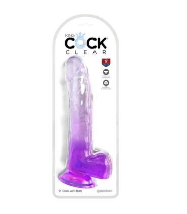 KING COCK - CLEAR DILDO CON TESTÍCULOS 20.3 CM MORADO