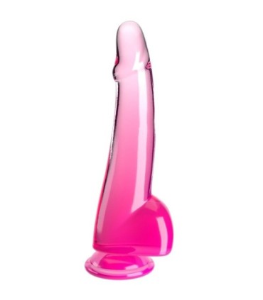 KING COCK - CLEAR DILDO CON TESTÍCULOS 19 CM ROSA