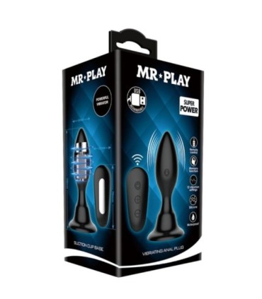MR PLAY - PLUG ANAL CON VIBRACIÓN NEGRO CONTROL REMOTO