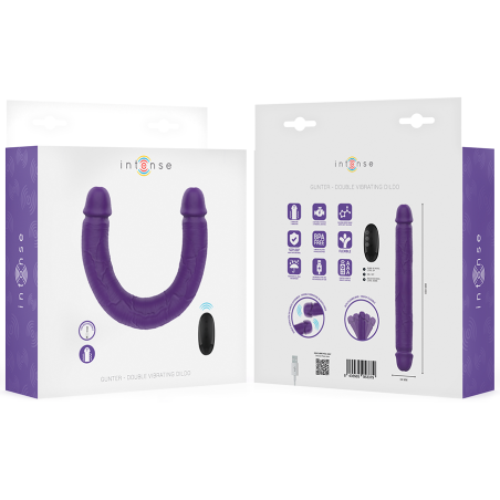 INTENSE - GUNTER DILDO DOBLE VIBRADOR 40 CM MORADO CONTROL REMOTO