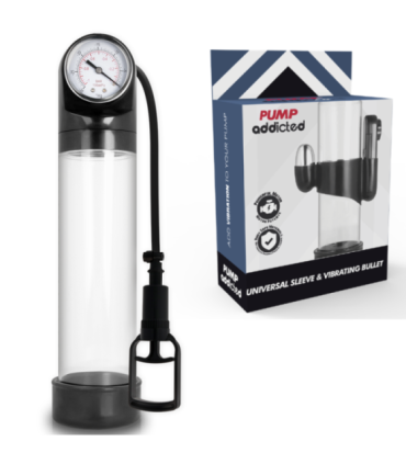 PUMP ADDICTED - BOMBA ERECCIÓN RX9 TRANSPARENTE CON VIBRADOR