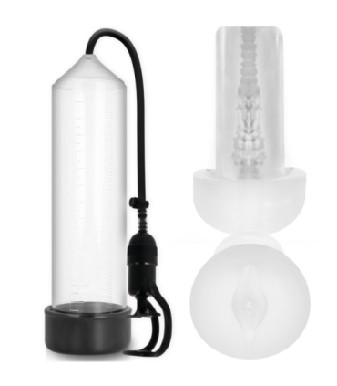 PUMP ADDICTED - BOMBA ERECCIÓN RX5 TRANSPARENTE CON MASTURBADOR