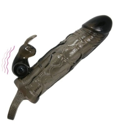 BAILE - BRAVE MAN FUNDA REALISTICA PENE CON RABBIT 16.5 CM NEGRO