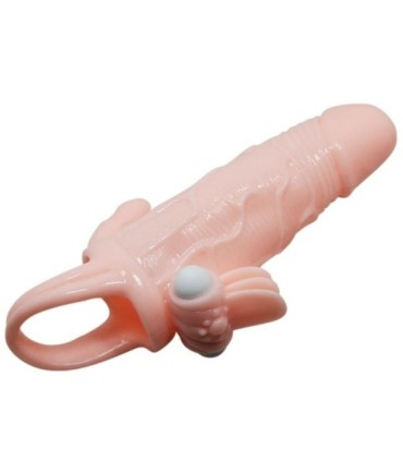 BAILE - BRAVE MAN FUNDA PENE ANAL Y CLITORIS VIBRADOR 16.5 CM NATURAL
