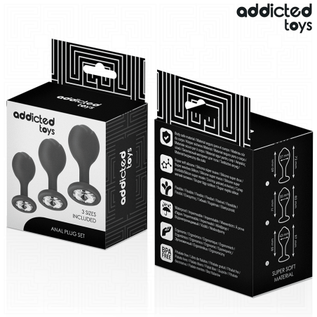 ADDICTED TOYS - SET DE 3 PLUG SILICONA ANAL CON JOYA