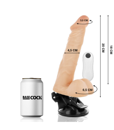 BASECOCK - VIBRADOR REALÍSTICO ARTICULABLE CONTROL REMOTO NATURAL 20 CM -O- 4.5 CM