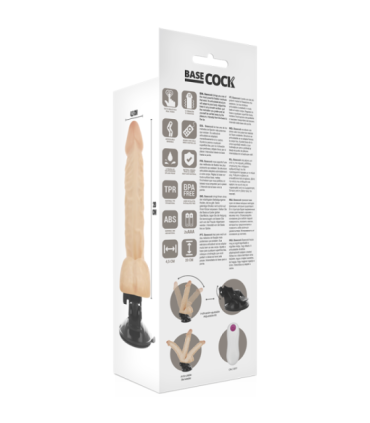 BASECOCK - VIBRADOR REALÍSTICO ARTICULABLE CONTROL REMOTO NATURAL 20 CM -O- 4.5 CM