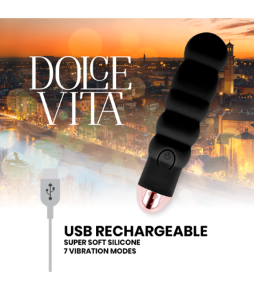 DOLCE VITA - VIBRADOR RECARGABLE SIX NEGRO 7 VELOCIDADES