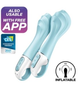 SATISFYER - AIR PUMP VIBRATOR 5+ VIBRADOR PUNTO G INFLABLE APP AZUL