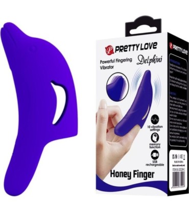PRETTY LOVE - DELPHINI PODEROSO ESTIMULADOR DE DEDO AZUL OSCURO