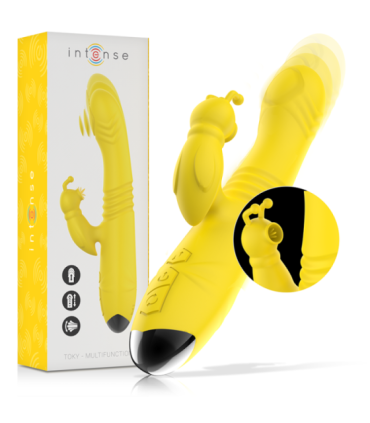 INTENSE - TOKY VIBRADOR MULTIFUNCIÓN RECARGABLE UP & DOWN CON ESTIMULADOR DE CLITORIS AMARILLO