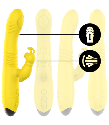 INTENSE - TOKY VIBRADOR MULTIFUNCIÓN RECARGABLE UP & DOWN CON ESTIMULADOR DE CLITORIS AMARILLO